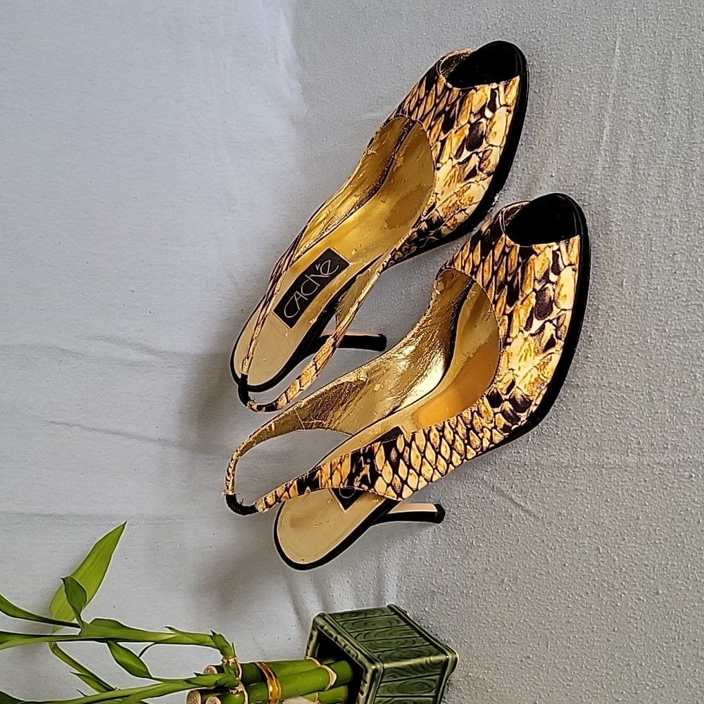 Cache Animal Print Peep-toe Slingback Heels